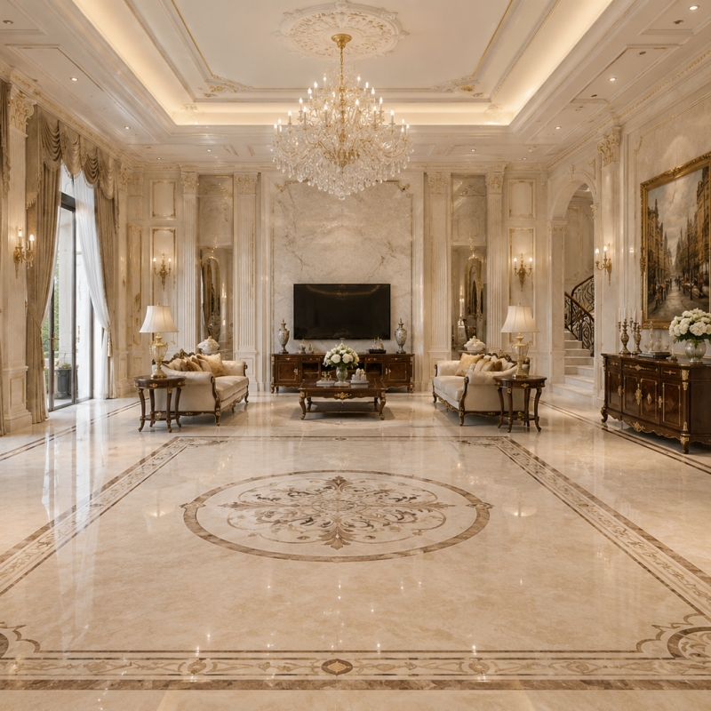 Lát sàn đá tự nhiên hay gạch porcelain vân đá? So sánh trên cùng một diện tích